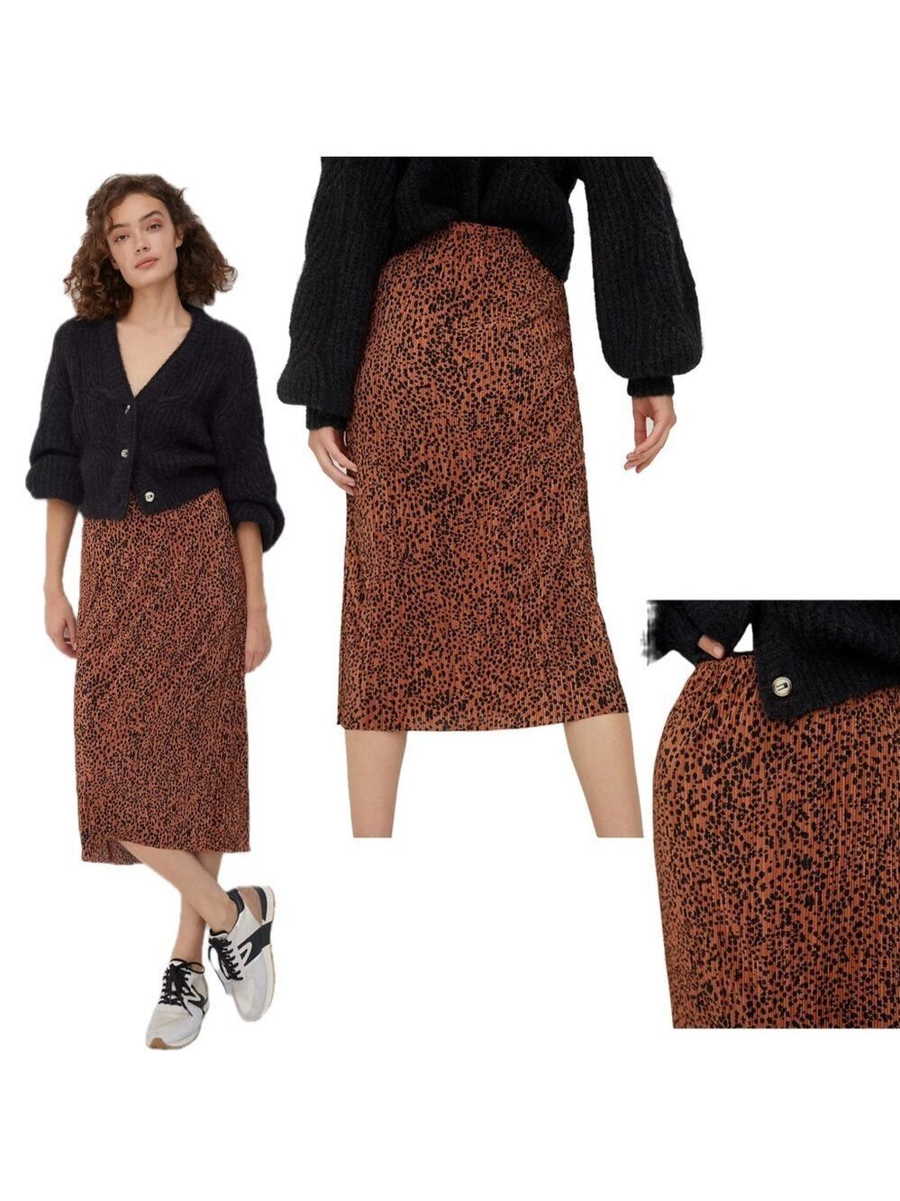 Anthropologie Maeve Cheetah leopard Mazie pleated midi skirt Sz S NWOT